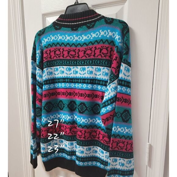 Bright Print Knit Sweater L Unisex - Picture 4 of 8
